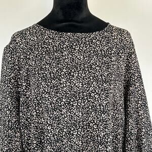 Adrianna Papell Black & Tan Leopard Spot Style Sweater, Sz XL